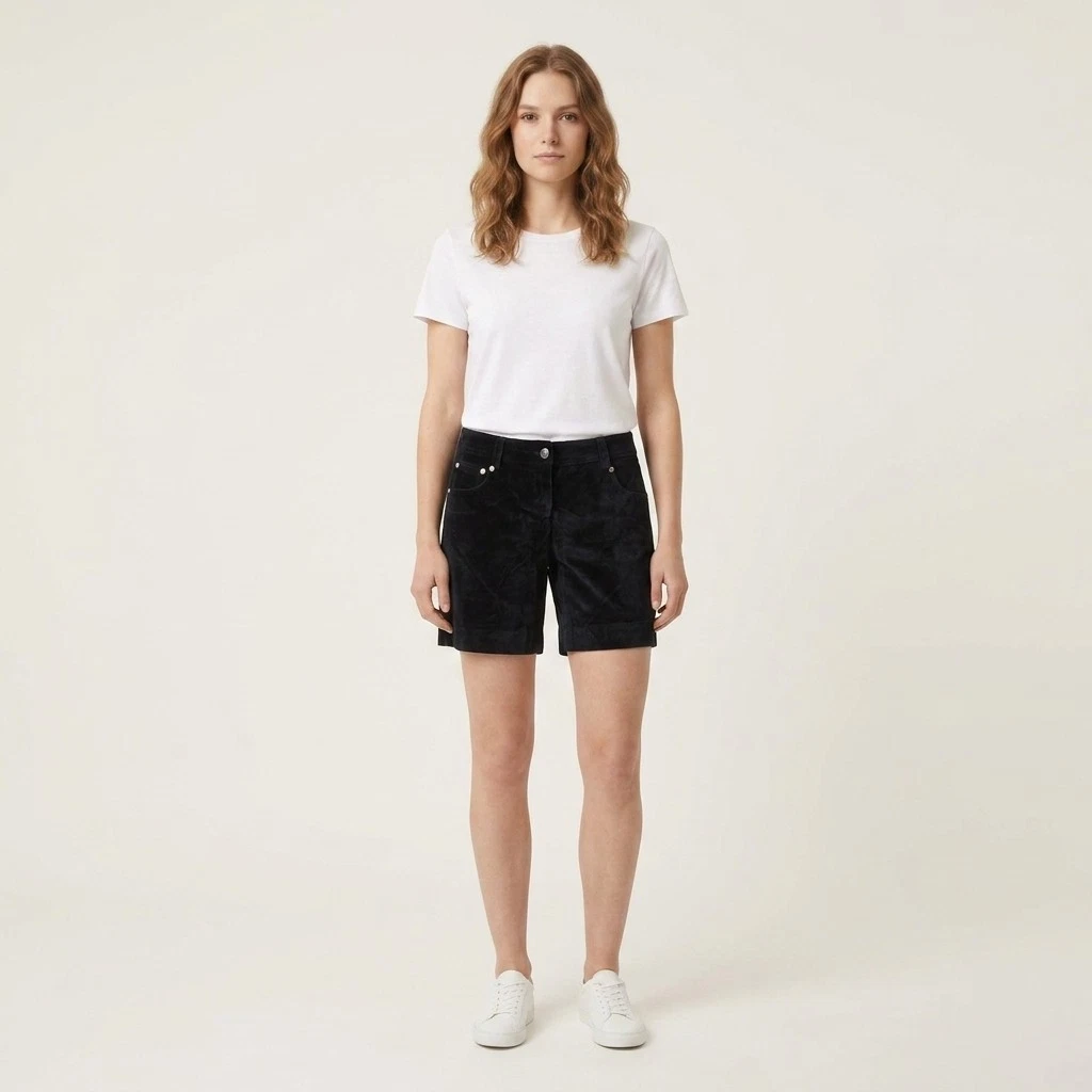 Patrizia Pepe Shorts Damen Schwarz Cord Optik Gr. 44 Vintage Second-Hand Style