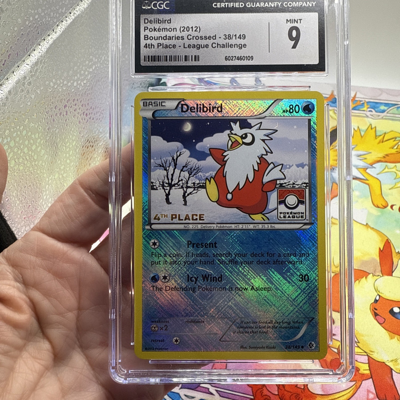 Pokemon Card Delibird 38/149 4th Place Crosshatch Holo Pokemon League CGC 9