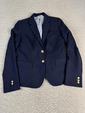 J.Crew Blazer Womens 2 Navy Wool Blend Stretch Gold Button Lined Suit Jacket