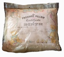 Vintage Keepsake Embroidered Teddy Bears Birth Pillow Beige Classic Collection