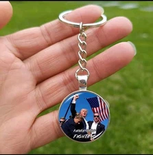  Trump "Never Stop Fighting" MAGA Political Keychain Key Ring Gift