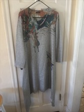 INOAH Women’s Dress-Grey Graphic Signature Asymmetrical  Small