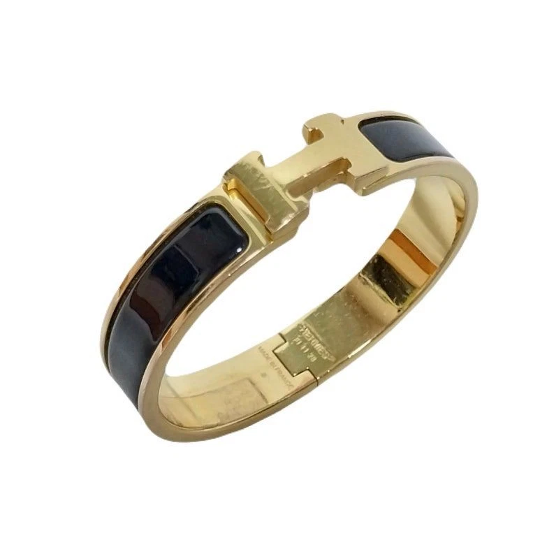 HERMÈS Bracciale Hermes Click H Braccialetto Nero Tono Oro Bracciale PM 99137092
