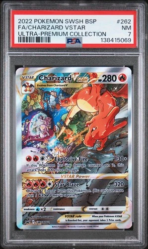 2022 POKEMON SWSH BLACK STAR PROMO #262 FULL ART/CHARIZARD VSTAR PSA 7