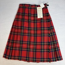 James Pringle NEW Weavers Red Plaid Skirt Kilt Size 12 UK Size Wool Scotland