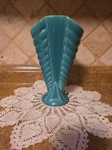 VTG Pottery  Vase Art Deco Aqua Blue TURQUOISE McCoy Shawnee Pottery USA