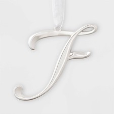 Letter F Silver Ornament Monogram Initial Metal Wondershop Xmas Holiday