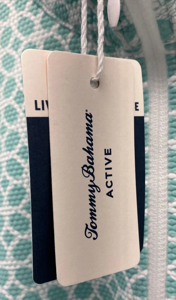 Tommy Bahama Active Pullover Womens Medium Aqua White PatternQuarter Zip UPF 50 - Image 3 of 4