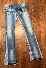 Valabasas Jeans 42x41 Stacked denim Flared Deconstructed Patchwork NWT