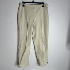 Eileen Fisher Wide Leg Pants Women  s Medium Khaki Organic Cotton Straight Leg