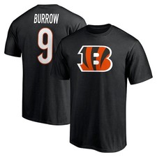 Cincinnati Bengals Joe Burrow Fanatics Black Name Number Jersey T-Shirt NEW M