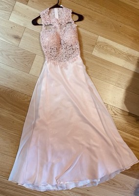 Light Pink Chiffon Lace Sleeveless Bridesmaid Dress Floor Length | eBay