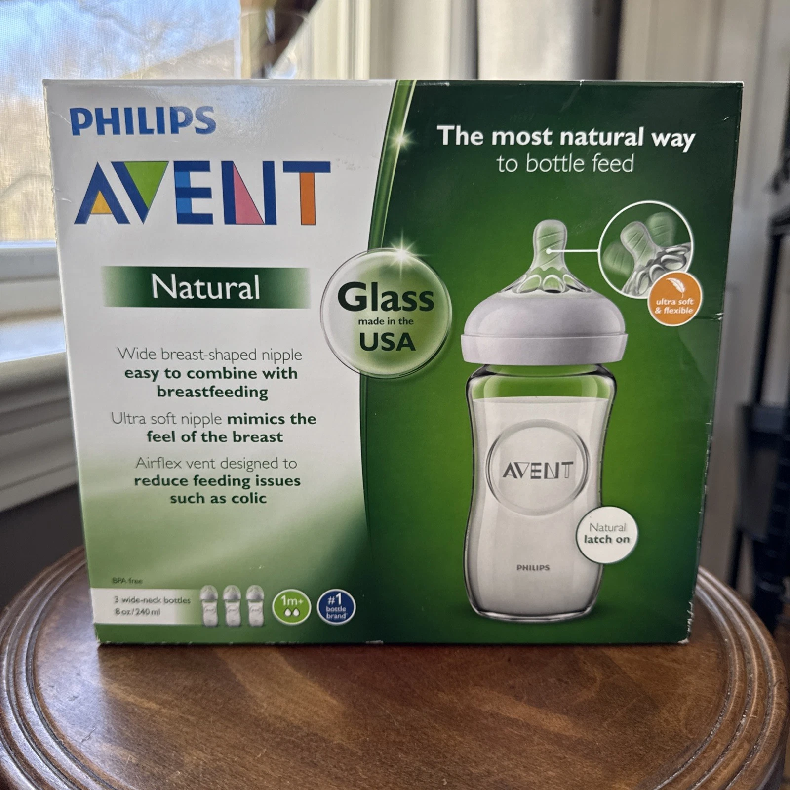 NEW Philips Avent 3pk 8oz Glass Natural Baby Bottle W/ Natural Ultra Soft Nipple