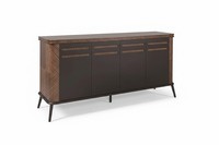 Braunes Sideboard Minimalistischer Stil Holzrahmen Abgerundete Ecken