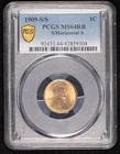 1909 S/S Small Cents Lincoln, Wheat Ears Reverse PCGS MS-64 RB S/Horizontal S