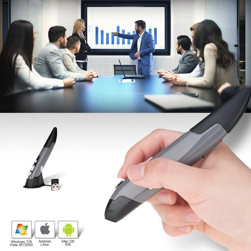Wireless Pen Mouse,2.4GHZ USB Wireless Optical Pen Mouse 500/1000 DPI Adjustable - Image 2 of 4