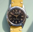 Vintage ROLEX 6584 Oyster Perpetual Stainless Steel Waffle Black Dial Watch 1954