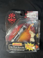 Star Wars Episode 1 Obi-Wan Kenobi Deluxe Figure Lightsaber Swinging Action