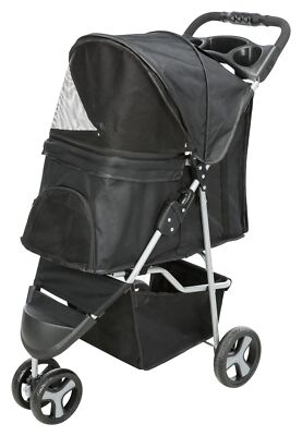 TRIXIE Foldable Pet Stroller for Cats and Dogs, Pet Carrier Strolling Cart wi...