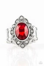 Paparazzi Ring- Power Behind the Throne- Red Rhinestone