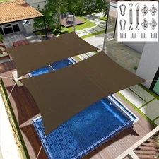 Sun Shade Sail Canopy Rectangle Sand UV Block Sunshade For Backyard Deck Brown
