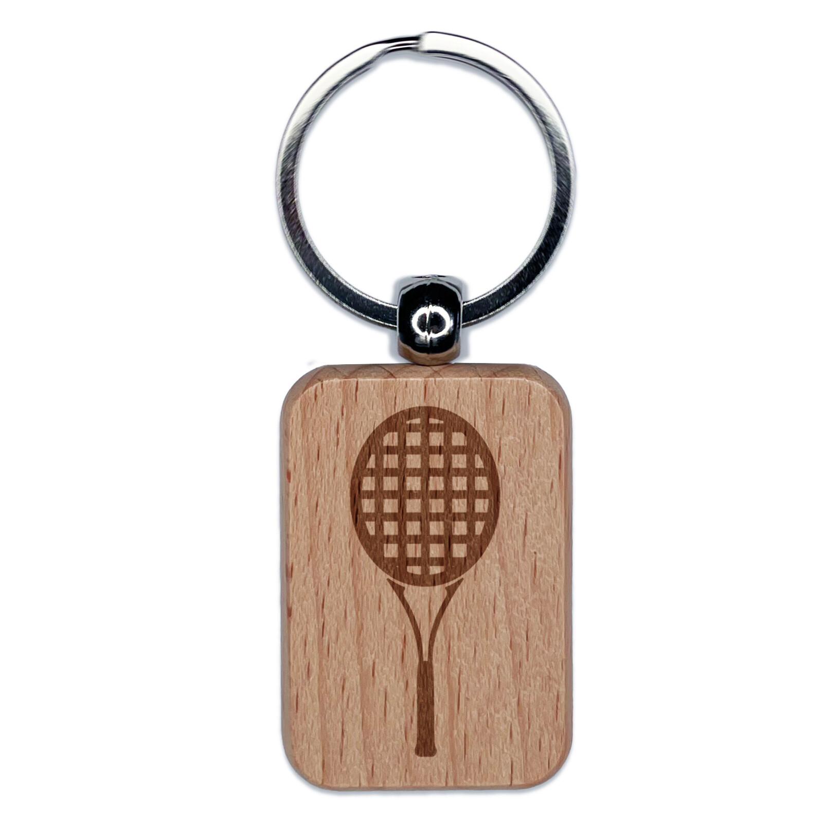 Engraved Wood Tennis Racket Keychain for Sports Fans