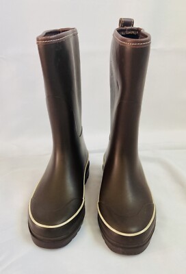 Coach Brown Rubber Rain Boots Galoshes Women's Size Steel