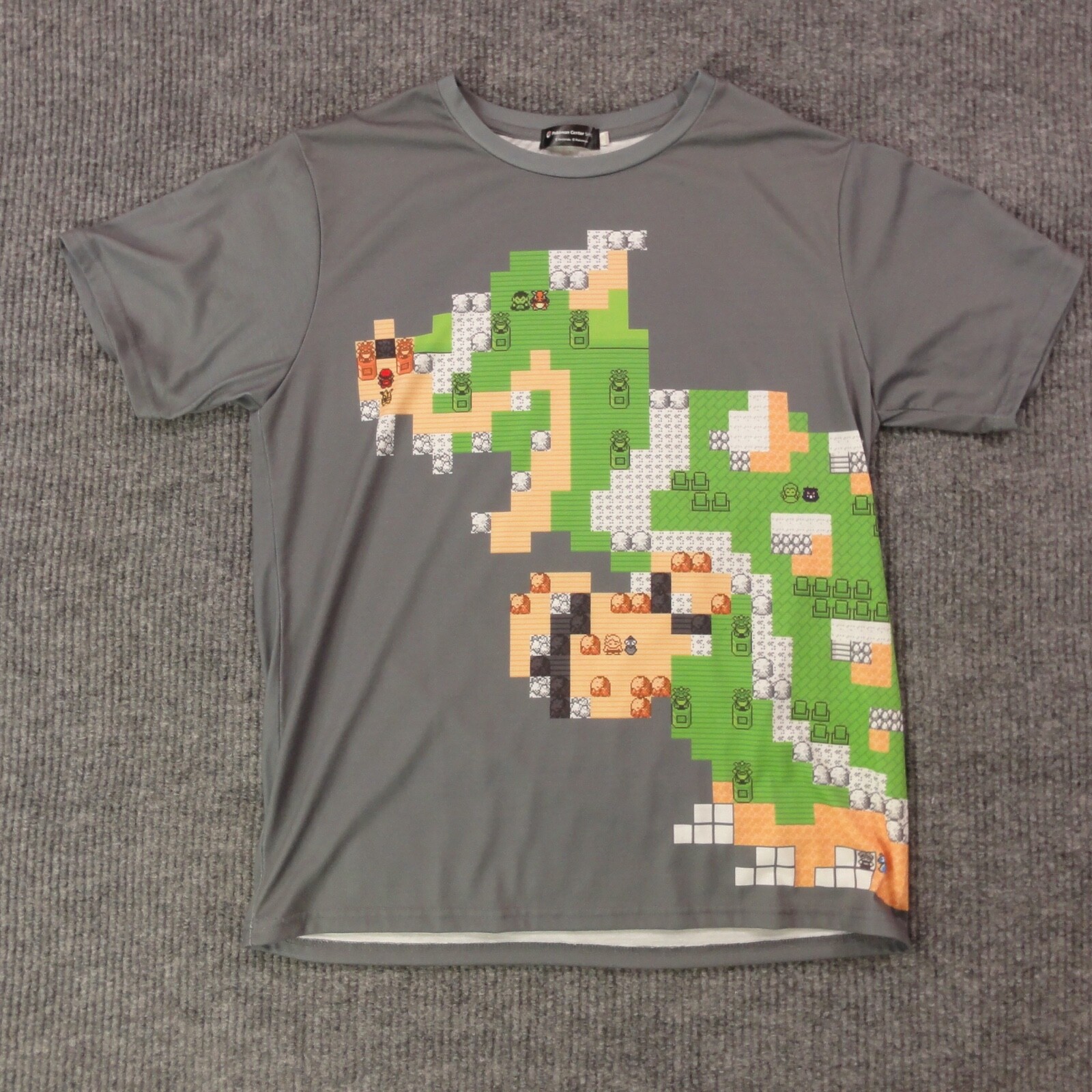 Pokemon Center Shibuya Pokemon Super Mario 8bit Scramble  Shirt Large Bowser AOP