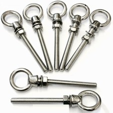 A4 316 MARINE STAINLESS STEEL LIFTING EYE BOLTS M10 FULL NUTS WASHERS