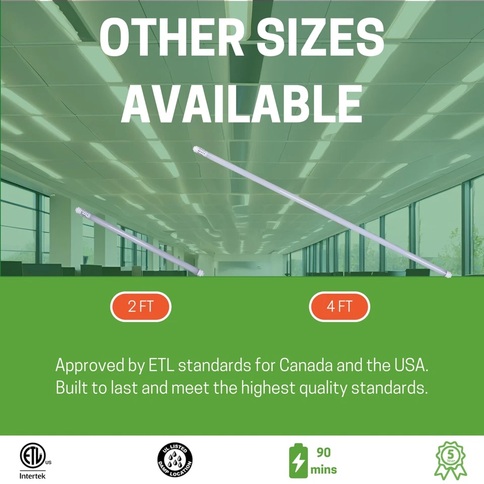 Tubo de luz LED de emergencia T8 18W 4 pies 4000K ETL listado Foto 3 de 4
