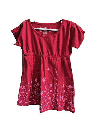 faded glory red dress Y2K Faded Glory bright red hibiscus flower print