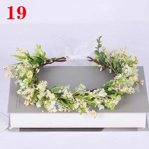 Flowers Headband Head Garland Hair Band Crown Wreath Festival Boho Beach Wedding - Picture 21 of 49