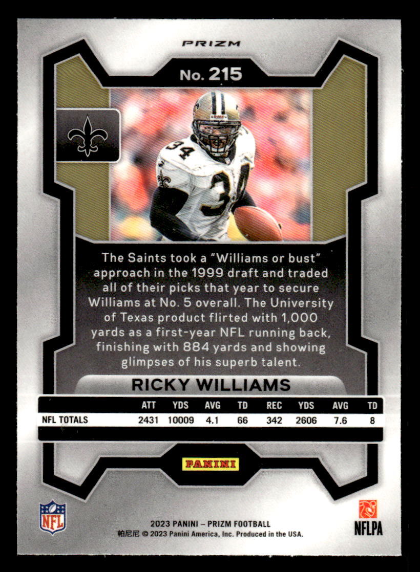 Ricky Williams 2023 Panini Prizm Red White and Blue #215 | eBay