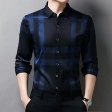 Camisa Elegante a Cuadros Informales Moda De Fiesta Lujo De Negocios Para Hombre