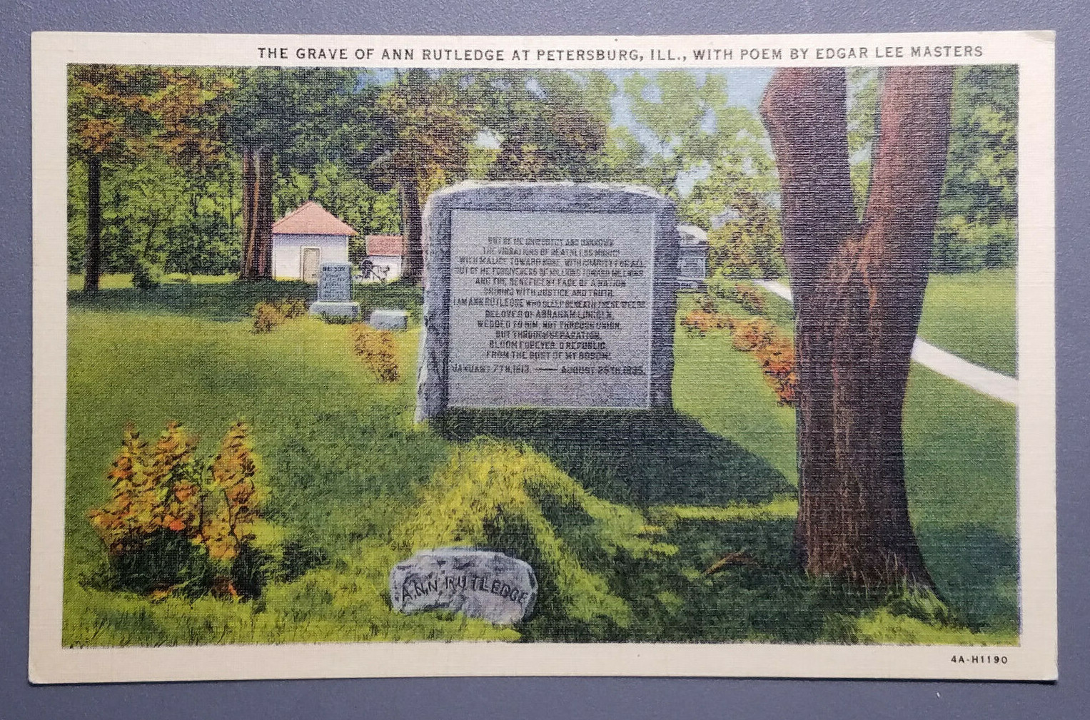 The Grave of Ann Rutledge at Petersburg, Ill Postcard | eBay