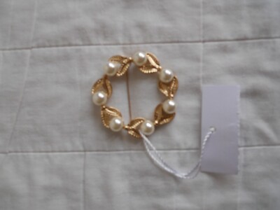 MAX MARA WEEKEND GOLD PERLEN BROSCHE MADE IN ITALY NEU