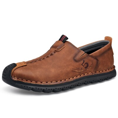 Men Genuine Leather Casual Shoes Fashion Moccasins Slip on Loafers Driving Shoes