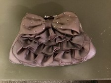 Vintag Ruffled Handbag Satin Bow with ruffles/rhinestones