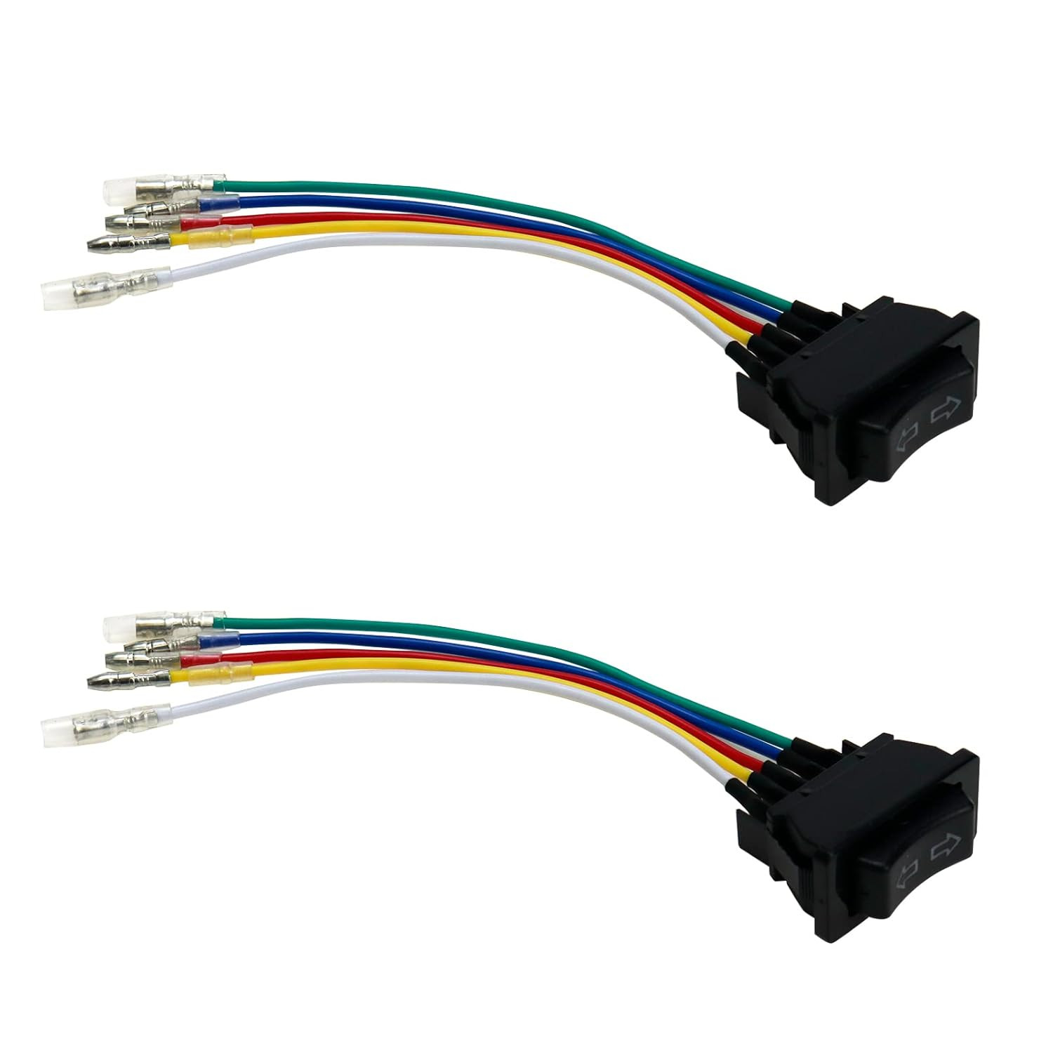 2x 5Pin/Wire Car Window Power Switch Universal UP/DOWN Red LED Lighted DC12V/24V