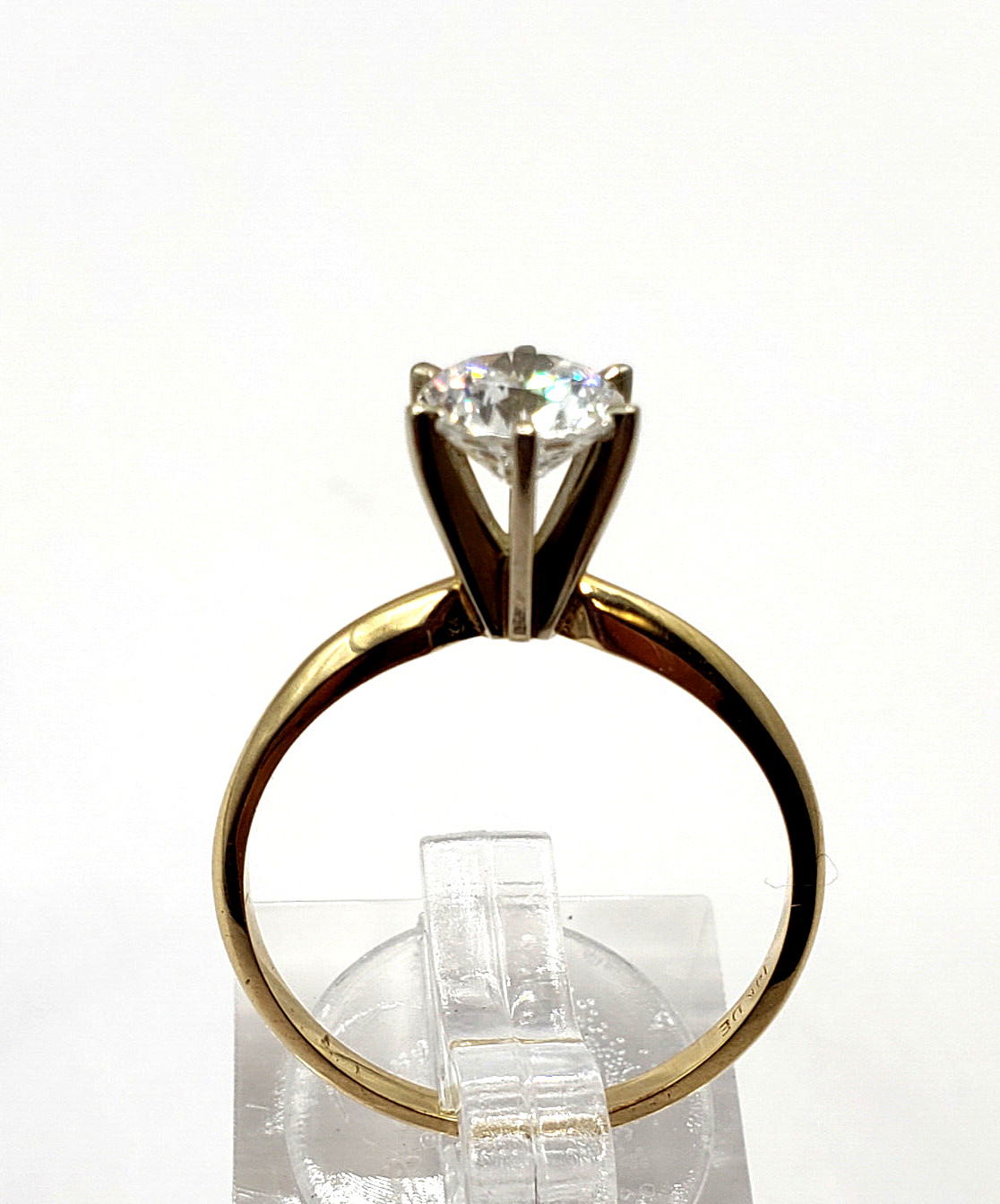 14K Yellow Gold Diamond Essence Simulated Zirconia Engagement Ring - Size 7.75