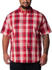 Columbia Men's Rapid Rivers Short Sleeve Shirt, Mountain Red Multi Plaid, S