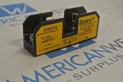 BC6031S BUSS Cooper Bussmann 30 amp 600 volt 1 pole class CC fuse holder USED