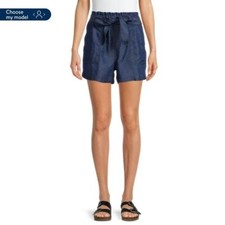 Time and Tru Women's Size 18 Fashion Short Denim Medium Wash Tie Waist Stretch