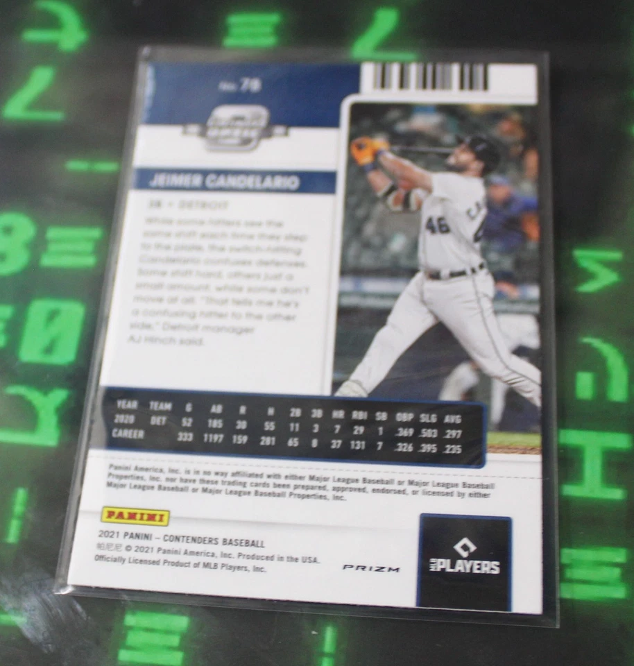 Jeimer Candelario 2021 Panini Contenders Optic Green Wave #78 Detroit Tigers - Image 2 of 2