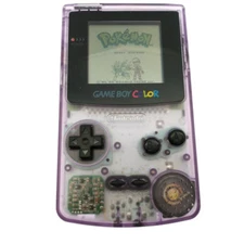 Clear Purple Retrofit Nintendo Game Boy Color GBC Console + Game Card