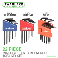 22PC Allen Wrench Hex Torx Key Set Mini 3IN1 Metric SAE MM/Inch Tamperproof Cr-V