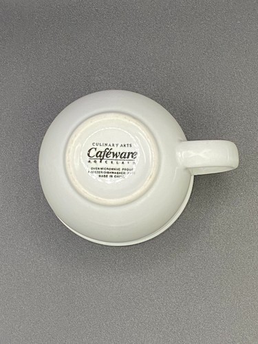 Coffee Mug Culinary Arts Cafeware Porcelain White - Blue Bands (A18) - Vintage - Picture 6 of 6
