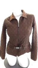 EIVISSA WOMENS BROWN POLYESTER QUILTED CASUAL JACKET SIZE S