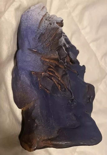 Sean Corner Clay Face Sculpture Woman Blue 5 in. Signed Stands - Picture 5 of 8