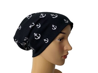 Beanie Mütze Übergangsmütze Unisex Damen Herren Schwarz Anker Stretch Boom It
